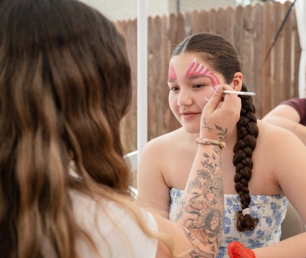 Princess butterfly face painting for a teen party in Texas