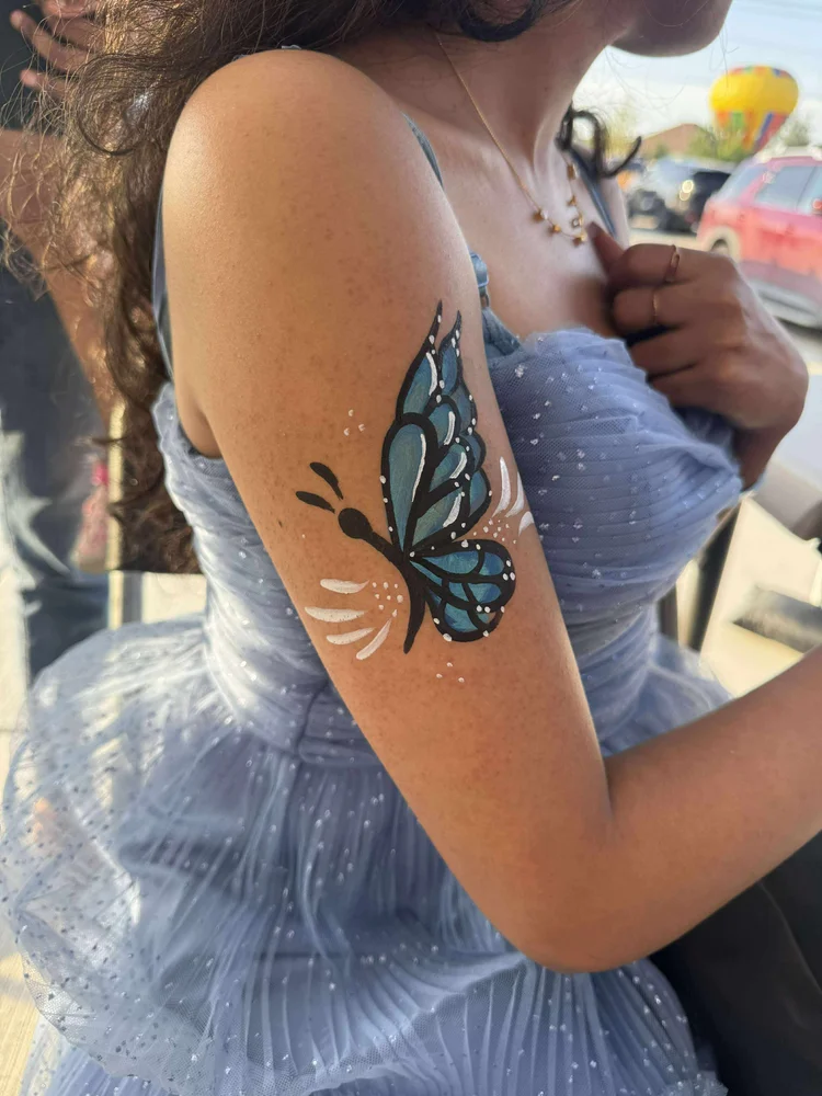 Glitter Tattoo Artist Dallas Fort Worth Texas - Butterfly Glitter Tattoos for Kids Birthday Parties and School Carnivals